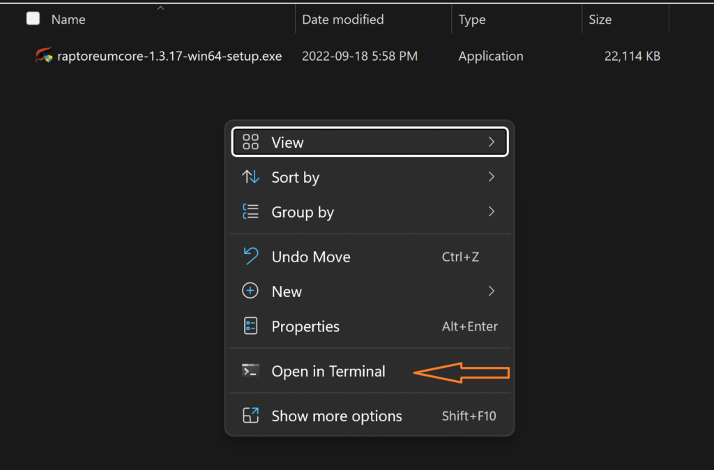 Right click menu, Open Terminal